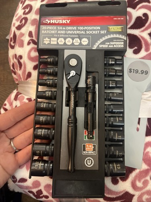 #ad Husky 20 Piece 1 4 Inch Drive Ratchet And Socket Set $19.99