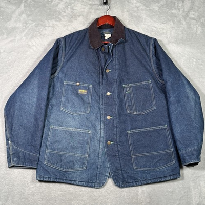 #ad Vintage OshKosh B’Gosh Denim Chore Coat Mens 42R Workwear Jacket Corduroy Collar $119.99