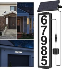 Solar Backlit Address Sign Waterproof LED Lighted House Number Plaque 3 Colors