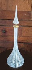 MCM Murano Laticino Glass Genie Bottle W/ Org Tall Adventurine Stopper 13
