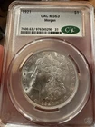 1921 MS63 Morgan Silver Dollar CAC Graded in Mint State / Uncirculated