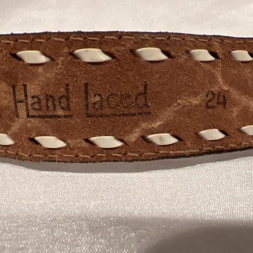 Hand Laced Brown Leather BELT Boy's Size SMALL 22-24 - Name Justin On It - Picture 7 of 7