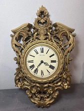 VTG 1980 Burwood Ornate Wall Clock Gold Resin Baroque Rococo Hollywood Regency ￼