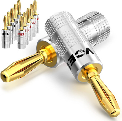 VCELINK Banana Plugs for Speaker Wire 6 Pairs/12 Pcs, 24K Gold Plated Dual-Screw