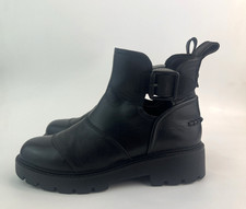 UGG Stockton Womens Black Leather  Waterproof Ankle Boots Size UK 4