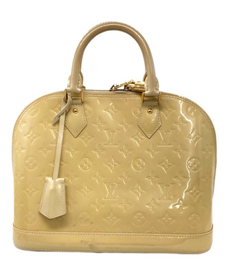 LOUIS VUITTON Monogram Vernis Alma PM M91614 Handbag LV Yellow Auth Used