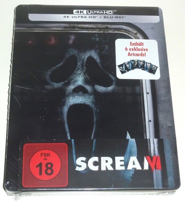 SCREAM 6 4K UHD 2-DISC BLU-RAY STEELBOOK OVP SEALED 6 ARTCARDS (MINI DELLE READ)