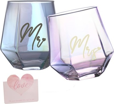 Mr and Mrs Weingläser Irisierend Hochzeitsgeschenke Verlobungsgeschenke Paar
