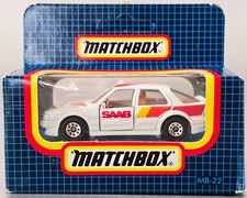 Vintage Matchbox Mb22 Saab 9000 Turbo Htf Unpunched Blue Grid Window Box New