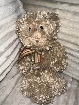 Bath & Body Works Shaggy Tan Teddy Bear 8  w/ Bow Plush Toy