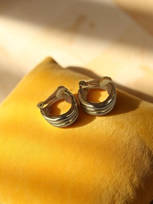 Paire De Boucles D'oreilles Vintage – Anneaux Plaqués Or Jaune – Occasion