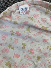 Vintage Carter's Crib Size Fitted Sheet Pink  Green on White Baby Animals