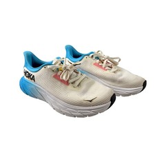 Hoka One One Arahi 7 Running Shoes White Blue Stability Sneakers Women's US 8