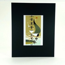 Charley Harper Turtles Perilous Passage Matted Art Postcard Black Style B