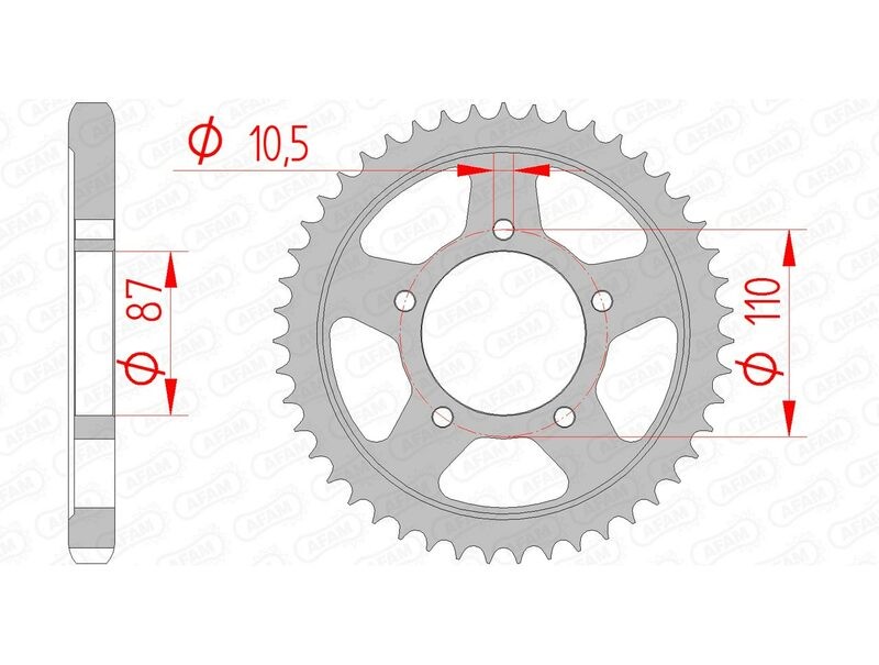 Pignon standard acier AFAM 14601 transmission haute résistance pas 530
