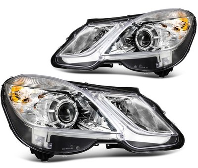 Pair Headlights w/Bulb For 2010-2013 Mercedes Benz E350 E400 E550 Relpacement