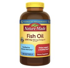 Nature Made Fish Oil 1200mg Omega-3 300 Softgels Heart Health Purified Mercury