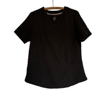 ClimateRight by Cuddl Duds Black V Neck Scrub Top Women's S medical office work