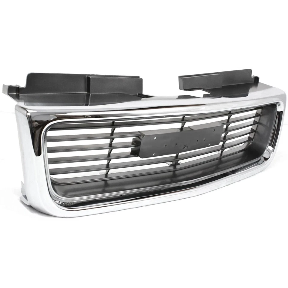 Grille For 98-2004 GMC Sonoma 98-2001 Jimmy Chrome Shell w/ Gray Insert Plastic - Image 3 of 4