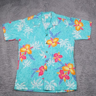 Vintage Paradise Hawaii Shirt Honolulu Mens Large Blue Floral GVH