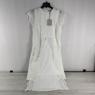 All Saints Ola Dress Women s 6 Maxi White Ruffles Boho Romantic
