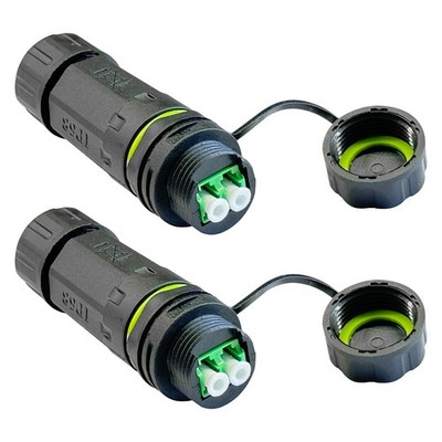 2 PCS IP68 Waterproof LC to LC Duplex Female Fiber Optic Panel Adapter Coupler