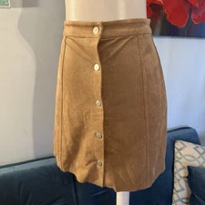 ARITZIA Wilfred Free Centinela Faux Suede Mini Skirt Button Front Women's Size 2