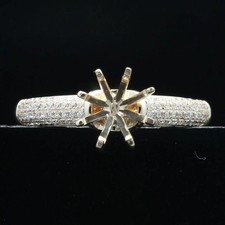 7mm Round Shape Semi Mount Ring Classic Solitaire With Pave Wedding Band Ring