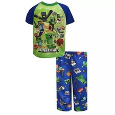 Minecraft Boy's Steve and Mob Creatures Short-Sleeved Pajama Set, Size 10