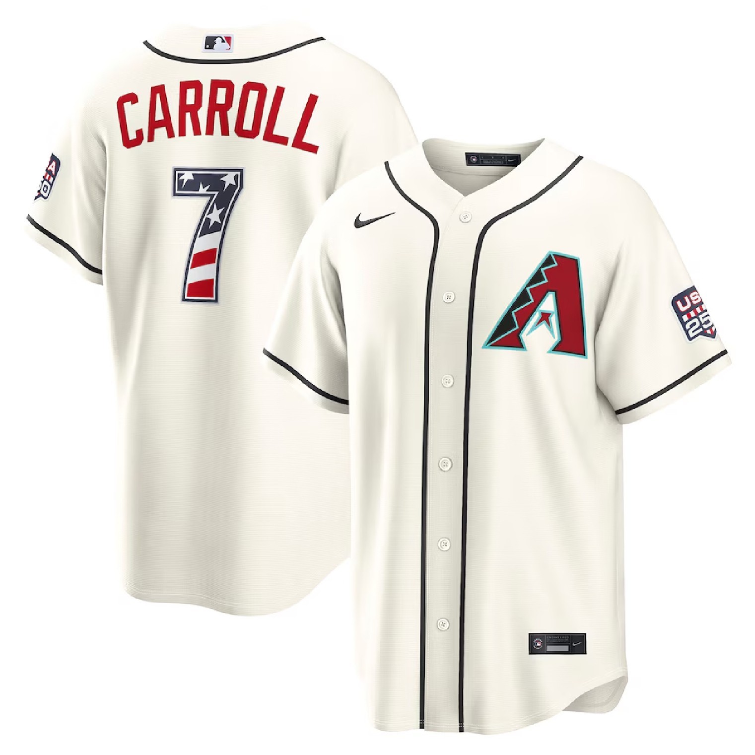 Men's Arizona Diamondbacks Cream USA 250 Fourth of July Home Stadium Stitched!!