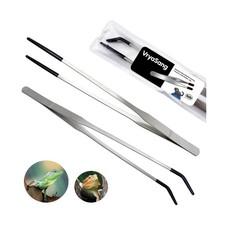 VraySang 2 PCS 10.6" Stainless Steel Reptile Feeding Tongs with Rubber Tips, ...
