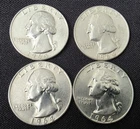 (4) 1964 D Uncirculated Silver Washington Quarters