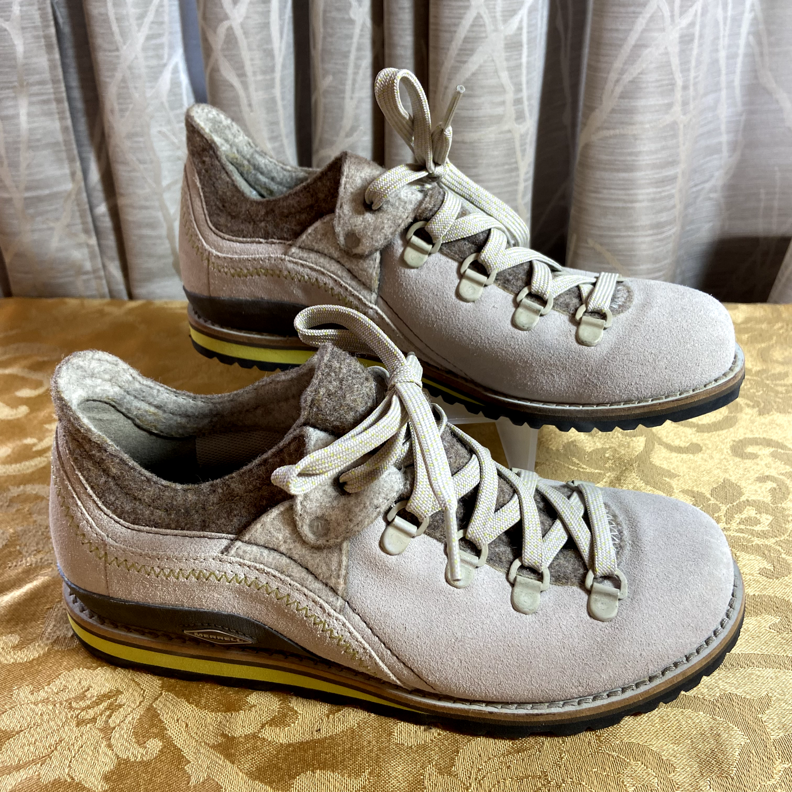Scarpe da trekking Merrell Lazer Origins donna taglia 7 beige pelle lana come bordi