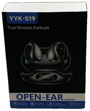 Open Ear Clip On Headphones Bluetooth 5.3 Wireless Earbuds YYK-S19 4HD Mic Black