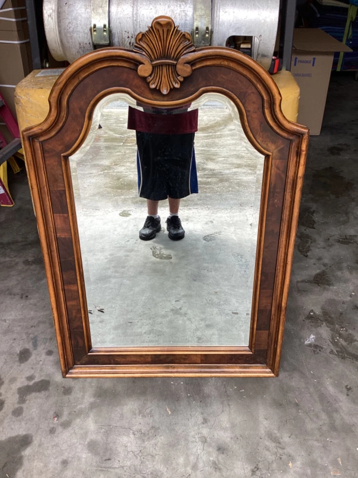 Ethan Allen Tuscany Collection Arched Mirror With Walnut Burl 51” x 34” x 3.5” - Image 2 of 4