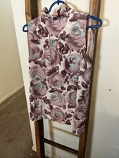 Ann Taylor Loft Floral High Neck With Ruffles- Sleeveless Blouse Medium 