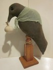 Halloween Black Crow on Wood Stand Fall, Hand Made Folk Art Stuffed Cheesecloth — photo 1