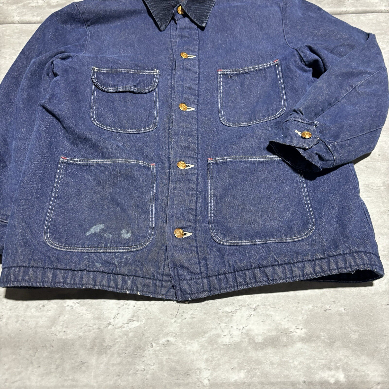 Vintage Wrangler Chore Jacket Men's 42 Blue Denim Blue Bell Blanket Lined USA*