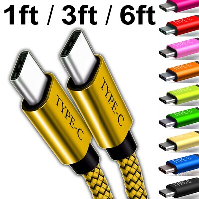 Nylon Braided (USB C to USB C) Type C Data cable FAST Charger Charging LOT