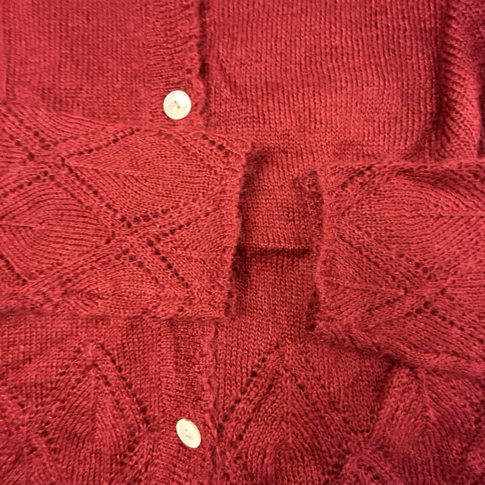 Cardigã feminino tweeds mohair mistura de lã ilhós grande vermelho enferrujado - Imagem 4 de 4