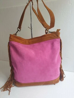 SAC a Bandouliere daim fabrication Italienne Rose Marron - Photo 1/4