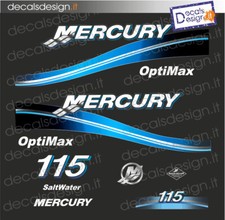 Adesivi motore marino fuoribordo mercury 115 optimax  barca stickers