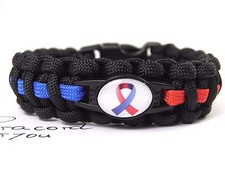 Polizei Armband-Paracord Typ III-Rescue-Thin Blue&Red Line-Ribbon-Black Charm
