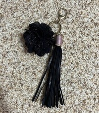 Key Chain Black Pink With Flower Clasp Key Ring
