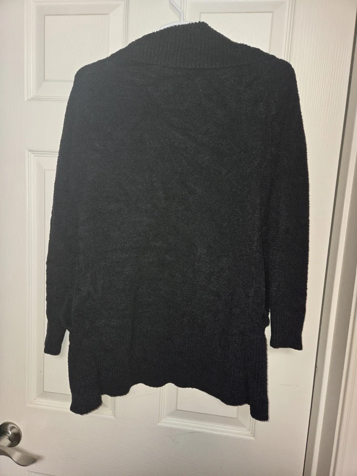 Cárdigan Barefoot Dreams CozyChic Para Mujer XS/S Negro Frente Abierto Estilo 452 Foto 2 de 4