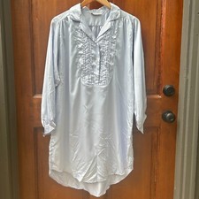 Vintage CHRISTIAN DIOR Lingerie Blue Night Shirt Boyfriend Style Size Small