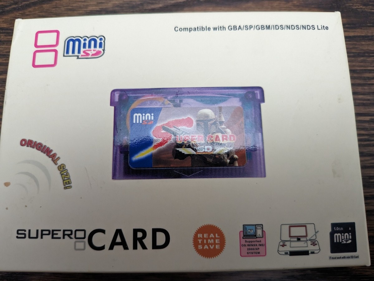 Super Card Min SD Nintendo GBA Cartridge with 1GB SD Card Very