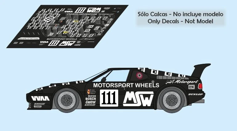 LE MANS DECALS Decals BMW M1 Le Mans 1986 111 1:32 1:43 1:24 1:18 Slot Calcas
