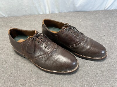 HS Trask Mens Buffalo Bison Leather Saddle Oxfords Dark Brown USA SZ 13 M