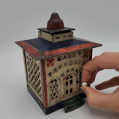 Antique Pat.1869 Halls Excelsior Bank Mechanical Cast Iron